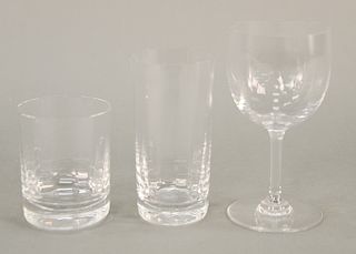 Baccarat crystal set of "Montaigne Optic" glasses to include ten stems, twelve tall waters, and eleven rocks glasses, thirty-three t...