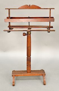 Mahogany double book stand on adjustable base, set on four legs, circa 1800.  lowest ht. 37 1/2 in., wd. 23 1/2 in.