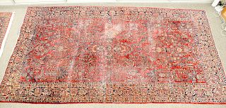 Sarouk Oriental carpet (slight wear end fraying).  8'10" x 16'8"