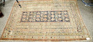 Caucasian Oriental throw rug (wear).  4' x 5'9"