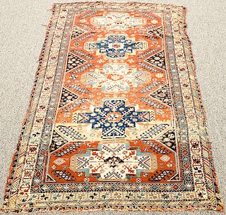 Soumac Oriental area rug, probably 19th century (wear and tears).  5'9" x 9'2"