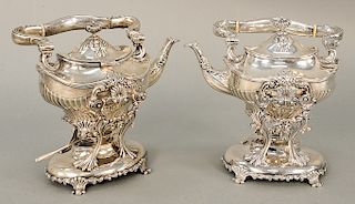 Pair of sterling silver tilting pots on stands, one marked Theodore Star, one Marcus & Co. N.Y.  ht. without handle 9 1/4 in.,  ...