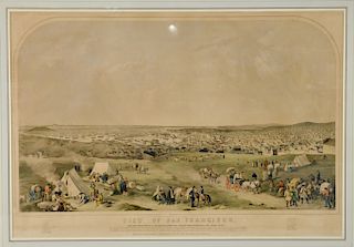 After Henry Bainbridge & Geo W. Calsilear,  hand colored lithograph,  "View of San Francisco taken from the Wester Hill at the f...