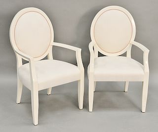 Pair of Sally Sirkin Lewis for J. Robert Scott Art Deco armchairs, off white frame with cream white upholstered seats ($3,355. new s...