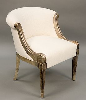 Sally Sirkin Lewis for J. Robert Scott, silver leaf occasional chair.  Provenance: Estate from Long Island, New York