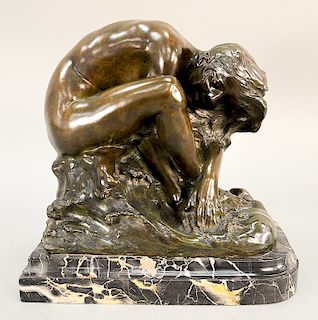 Affortunato Gory (1895-1925),  bronze,  "Baigneuse",  female figure, crouching,  signed: A. Gory and inscribed on back: Pari...