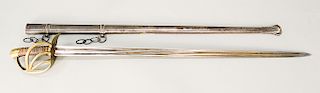 French Klingenthal sword, Klingenthal Octobre 1813 engraved on spine.  total lg. 46 in., blade lg. 37 3/4 in.