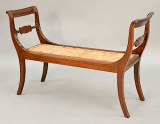 Duncan Phyfe mahogany window seat with double chair back ends and slip seat (no upholstery), in the manner of Duncan Phyfe, N.Y., ci...