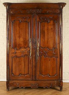 TWO DOOR FRENCH CARVED OAK ARMOIRE CIRCA 1880