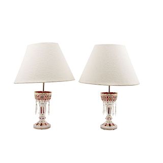 A PAIR OF OVERLAY GLASS LAMPS. CZECHOSLOVAQUIA, 20TH CENTURY.