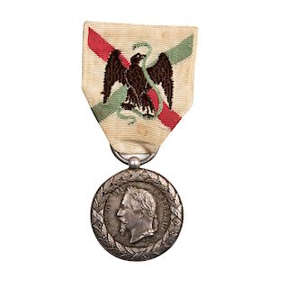 A COMMEMORATIVE SILVER MEDAL OF THE FRENCH MEXICAN EXPEDITION. MEXICO, 1862-1863.