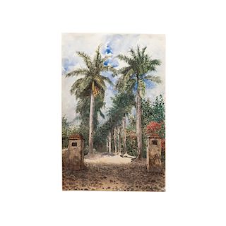 AUGUST LÖHR (GERMANY, 1842-1920). VIEW OF PALM TREES IN XALAPA.