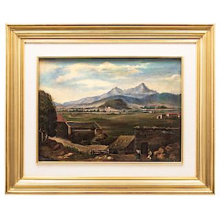 SIGNED "C. SUÁREZ". MEXICAN LANDSCAPE. MEXICO, EARLY 20TH CENTURY. 