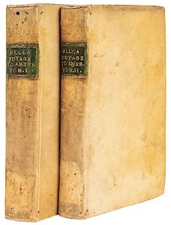 Juan Santacilia, Jorge - Ulloa, Antonio de.  A Voyage to South America... London, 1760 Tomos I - II. 7 láminas plegadas. Piezas: 2.