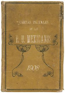 Cartas Postales de los Estados Unidos Mexicanos. México, 1908. Diez mapas plegados a color de gran formato. Encuadernado.