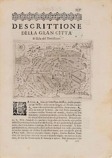 Porcacchi, Tomaso. Descrittione della Gran Citta e Isola Temistitan. Venecia: Girolamo Porro, 1572. Plano grabado, 11 x 15 cm.