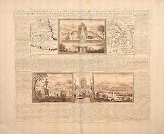 Chatelain, Henry Abraham. Description, Situation & Vue de la Ville de Mexique... Ámsterdam, 1719. Grabado, 37.5 x 43.5 cm.