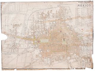 Plano General de la Ciudad de México. México: Lit. Debray Sucs. Editores, 1881. Litografía, 61 x 81 cm.  Recortado al margen.