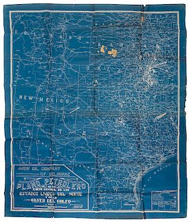 Lindbergh. P.J. Plano Petrolero. De la Parte Central de los Estados Unidos del Norte y de la Costa del Golfo. México: 1930. 141 x 122cm
