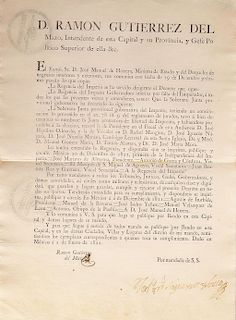 Gutiérrez del Mazo, Ramón. Bando: Se nombre una Junta Protectora de Libertad de Imprenta.México á 2 de Enero de 1822.