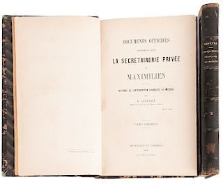 Lefevre, Eugene. Documents Officiels Recueillis dans la Secrétairerie Privée de Maximilien... Bruxelles / Londres, 1869. Piezas: 2.