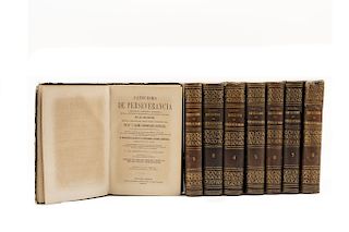 Gaume, J. Catecismo de Perseverancia... México, 1870. Tomos I - VIII, cada uno con frontispicio (litografías). Piezas: 8.