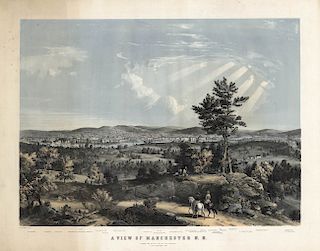 John B. Bachelder - View of Manchester N. H - Lithograph