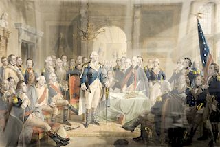 Alexander Hay Ritchie,  hand colored engraving,  Washington and His Generals,  New York 1856,  sight size 26 1/2" x 37"  P...