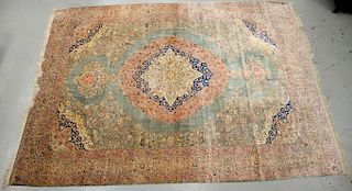 Silk Keisary Oriental carpet (one stain).  11'3" x 15'