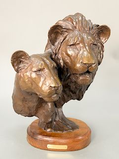 Melvin Johansen (b. 1915),  bronze lions bust,  "Royalty",  marked on back: M. Johansen edition 9 out of 18.  ht. 18 in., wd...