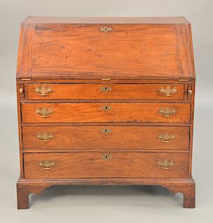 Chippendale mahogany desk with slant lid over four drawers on bracket base, 18th century.  ht. 39 in., wd. 41 1/2 in.