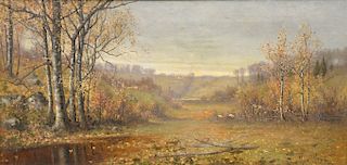 Max Weyl (1837-1914),  oil on canvas,  Fall Landscape,  signed lower right: Max Weyl,  16" x 32"