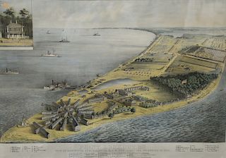 Point Lookout, Maryland, hand colored lithograph, View of Hammond GenL Hospital and U.S. GenL Depot for Prisoners of War, published...