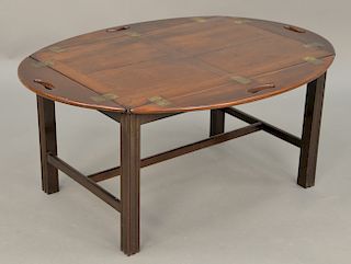 George III tray table with Chippendale style base.  ht. 17 1/4 in.,  top open: 29 1/4" x 39"