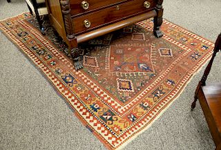 Caucasian area rug, 19th century (very worn).  5'4" x 7'8"  Provenance: Estate from Park Avenue, Manhattan New York