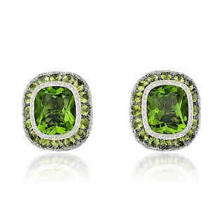 A Statement-Making Pair of Peridot and Diamond Earrings