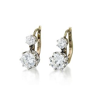 Art Deco French Diamond Earrings