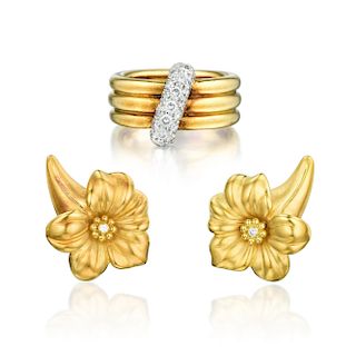 Marlene Stowe Diamond Ring and Earrings