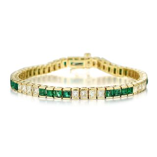 A Emerald and Diamond Bracelet