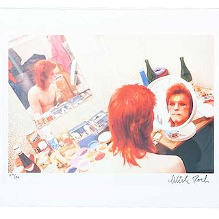 Mick Rock. David Bowie Make Up Scotland 1973. Impresión en papel, 24/50. Firmado. Enmarcado.