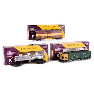 K-Line S K511-036 C&NW Hopper, K511-029 MW Boxcar, K511-032 ATSF Tank