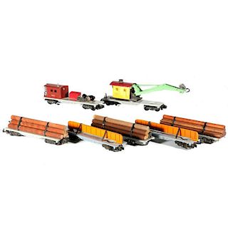 AF S 7-Pcs. Freight Car Lot with Crane, Boom, Girder, and Log Cars