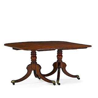 GEORGE III STYLE DOUBLE PEDESTAL DINING TABLE