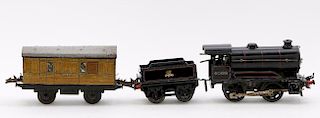 Hornby 0 Gauge Locomotive and Baggage Car Grouping
