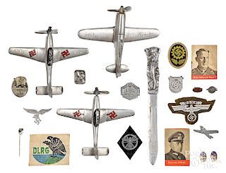 Group of German Nazi pins and patches