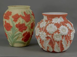 2PC Phoenix Consolidated Glass Art Nouveau Vases