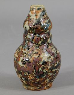 19C American Redware Art Pottery Double Gourd Vase