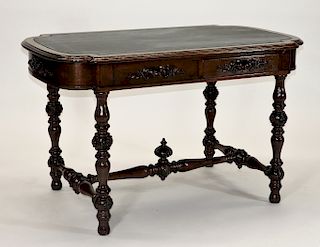 1880 Victorian Walnut Library Partners Desk Table