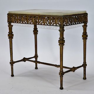 Art Nouveau Gilt Brass Alabaster Console Table