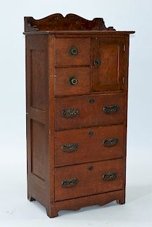 C.1900 Oak Diminutive Hat Box Cabinet Chest